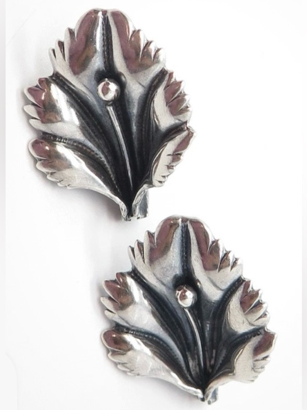 Vintage Sterling Silver Floral Screw Back Earrings Deco Art to Wear Jewelry BOHO
